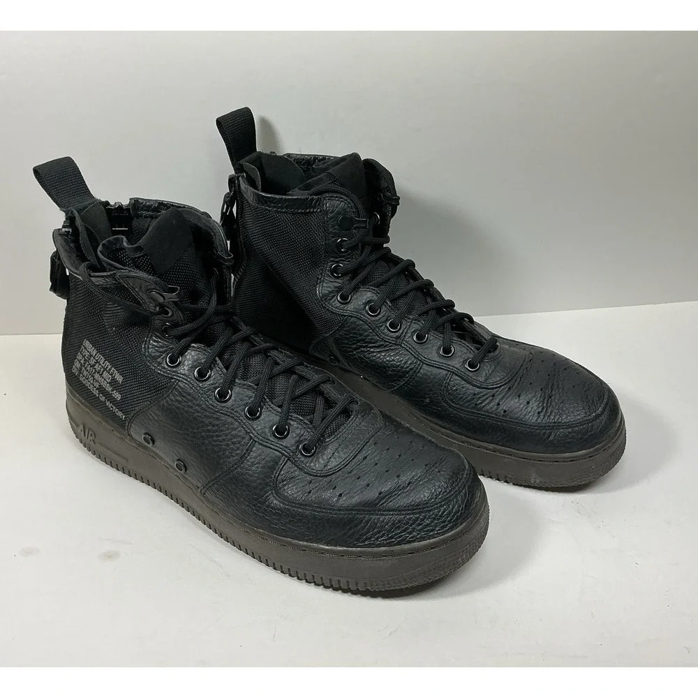 Nike SF Air Force 1 Mid Black Gum Sneakers Mens Sz 11 Basketball Shoes Leather